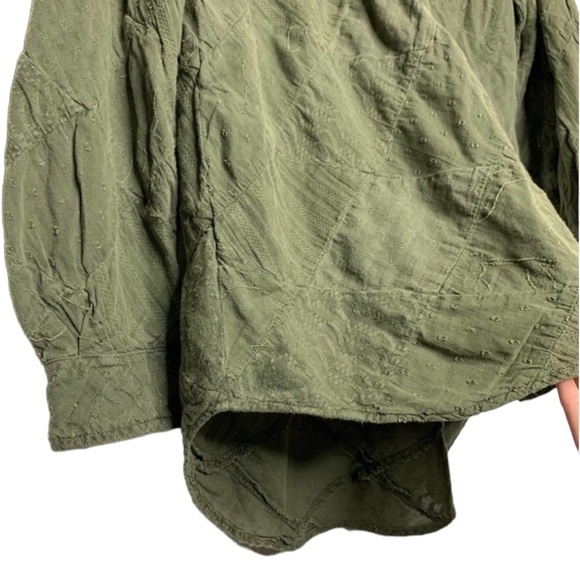 SUNDANCE Simply Shannon Patchwork  Popover Top in Army Green Size S/P - Picture 5 of 8
